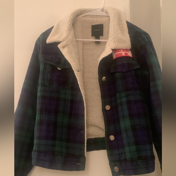 Forever 21 Women's Plaid Sherpa Fleece Lined Button Front Jacket - Picture 1 of 3